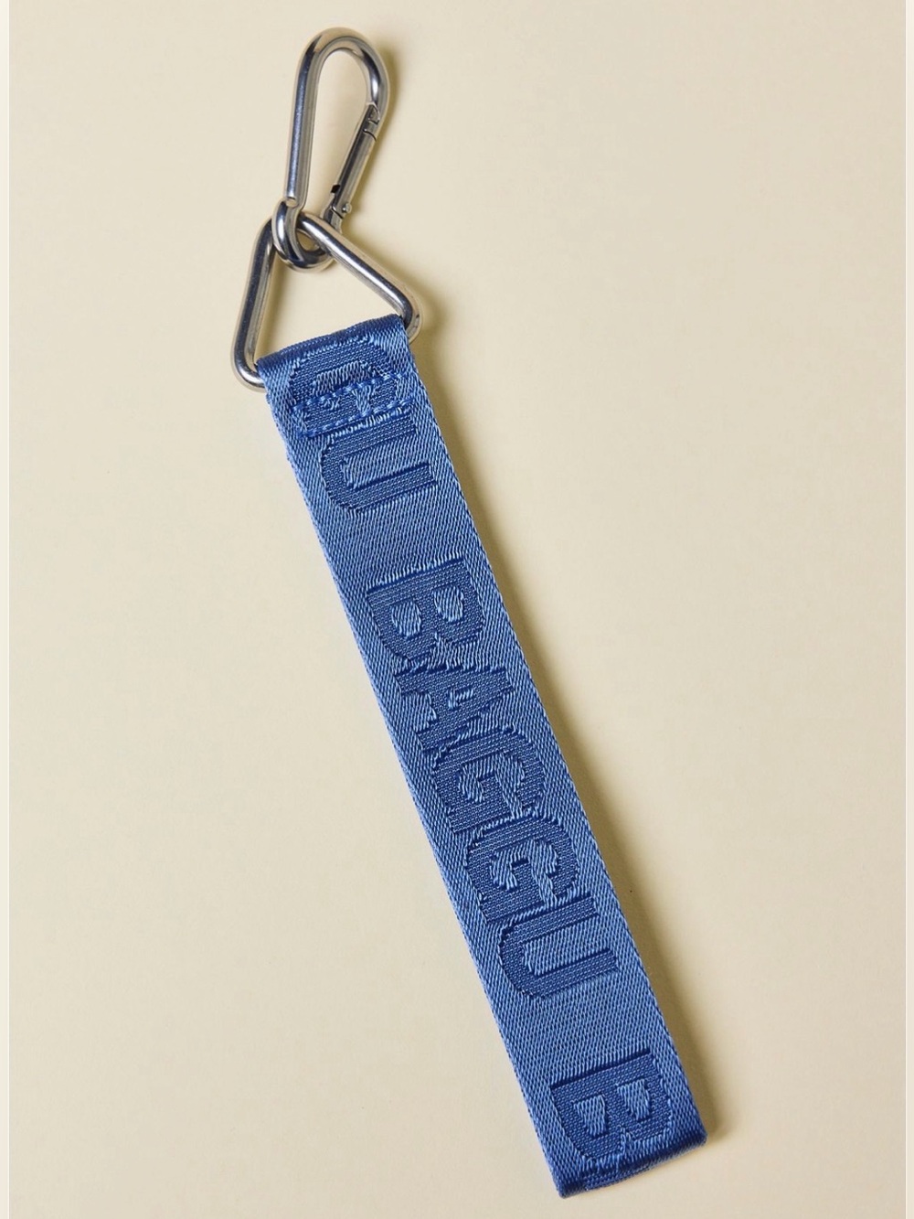 BAGGU UO Exclusive Logo Keychain Color Steel Blue Clip On Bag Charm NWT